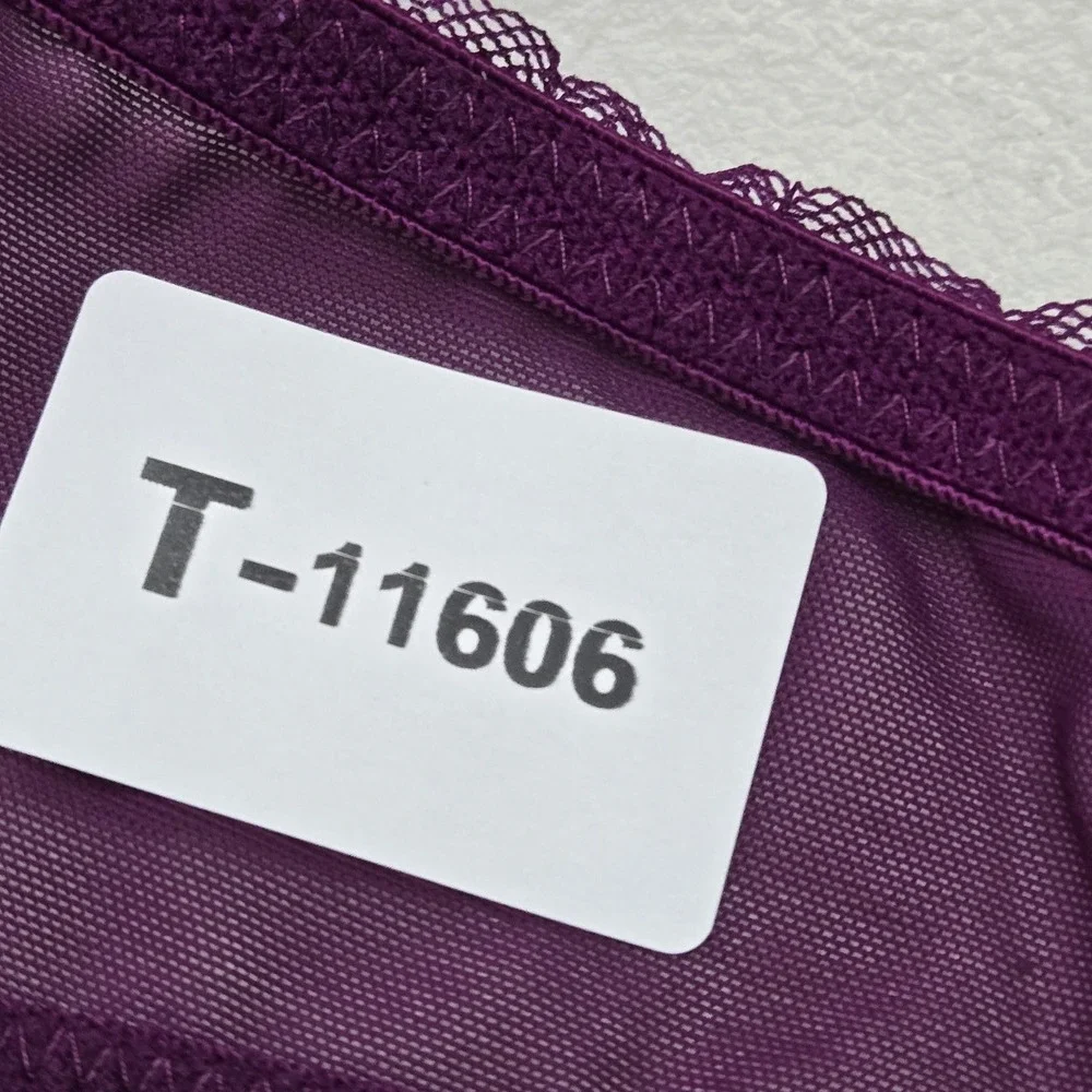 Btempt'd Women Bra 34B Purple Striped T Shirt Underwired Lace Mesh‎
